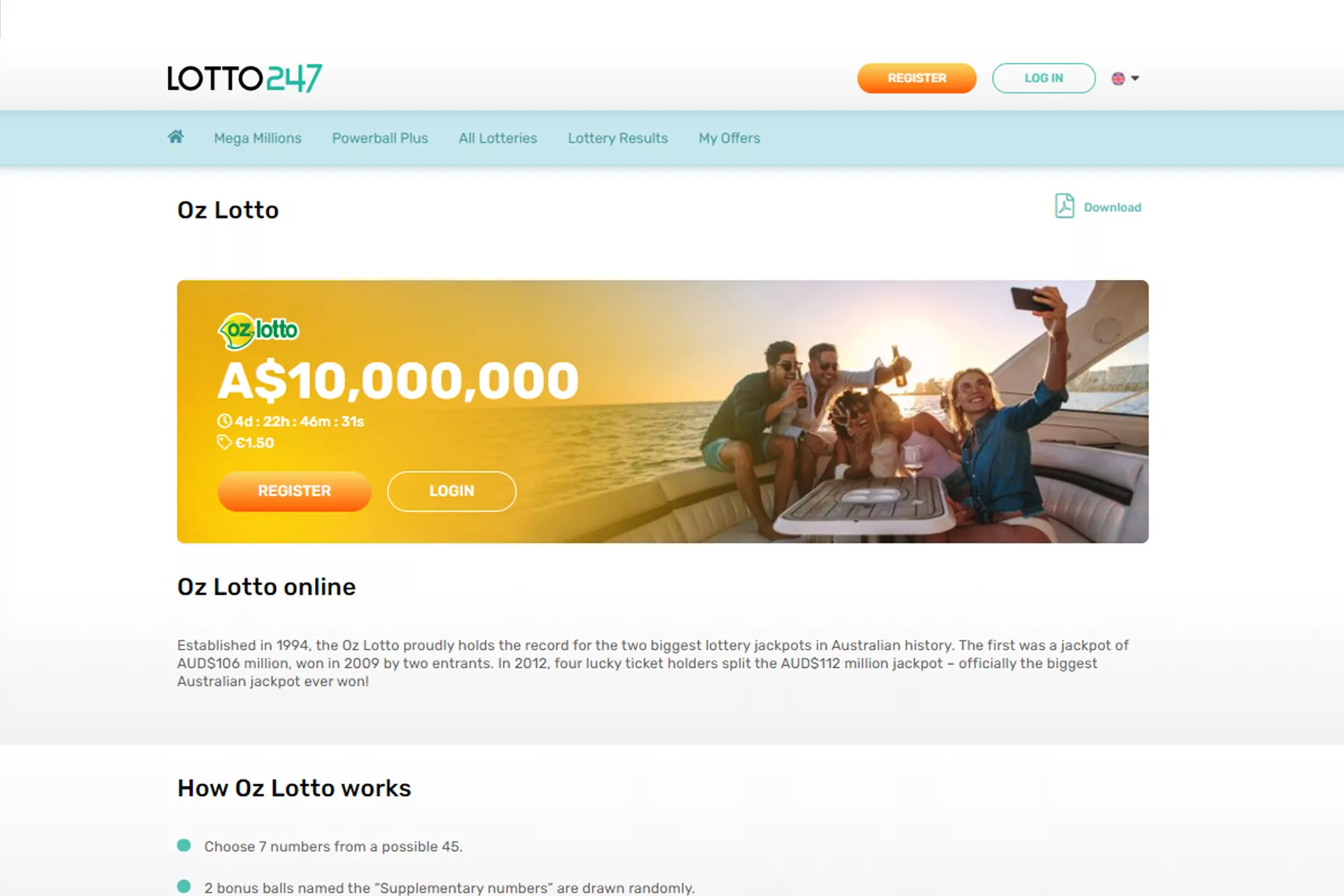 In the Oz Lotto, the biggest jackpot in Australia was drawn.