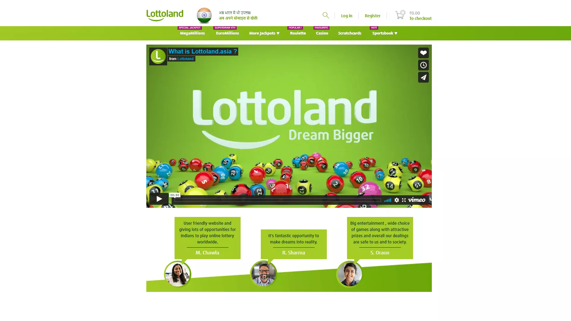 There is a special service Lottoland Asia for users from India.
