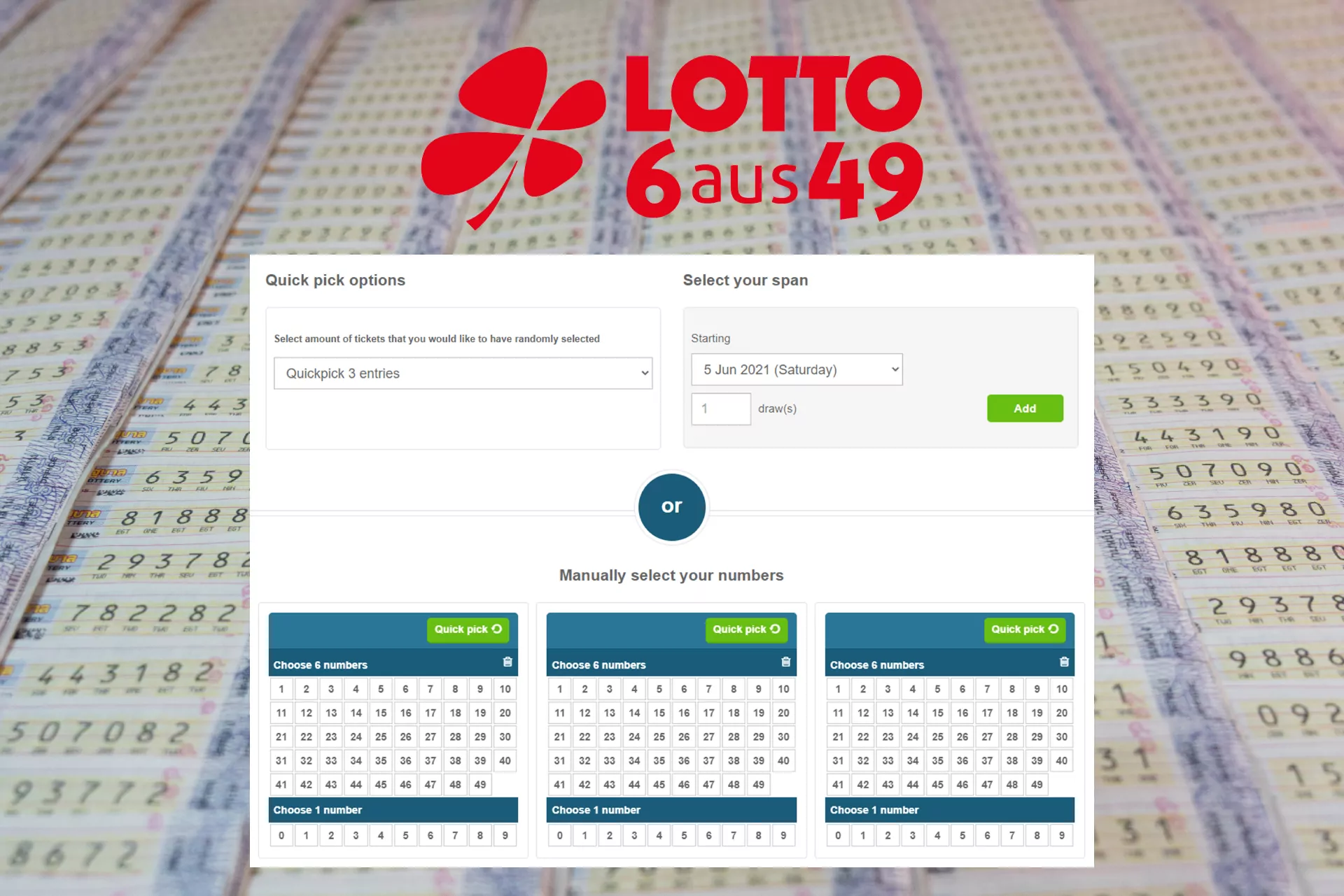 The jackpot of the Lotto 6aus49 is smaller than other lotteries have, but still can change your life.