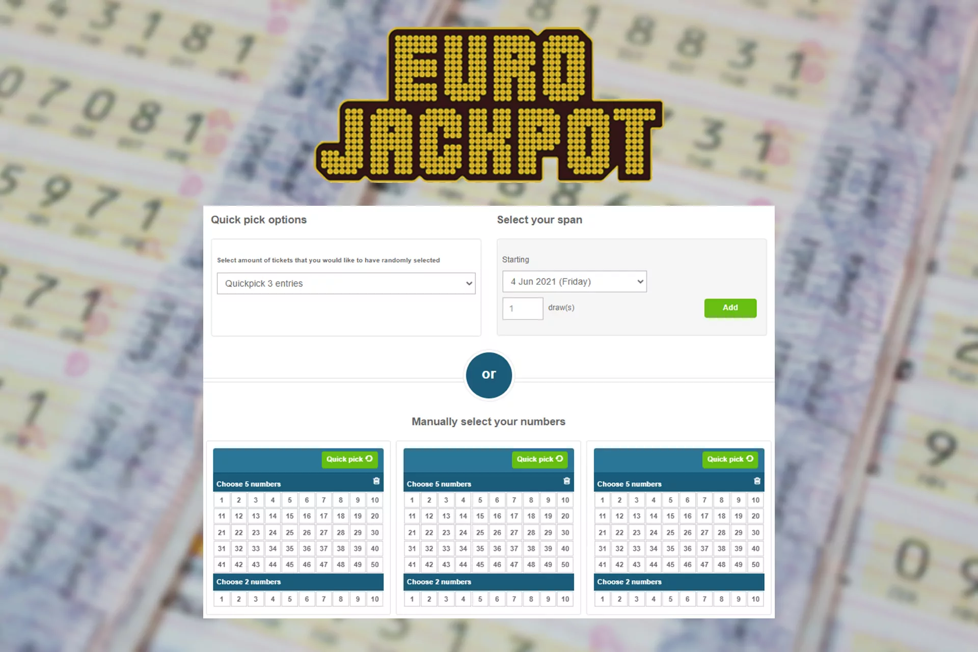 EuroJackpot is an alternative lottery for those users who are not allowed to play Euromillions.