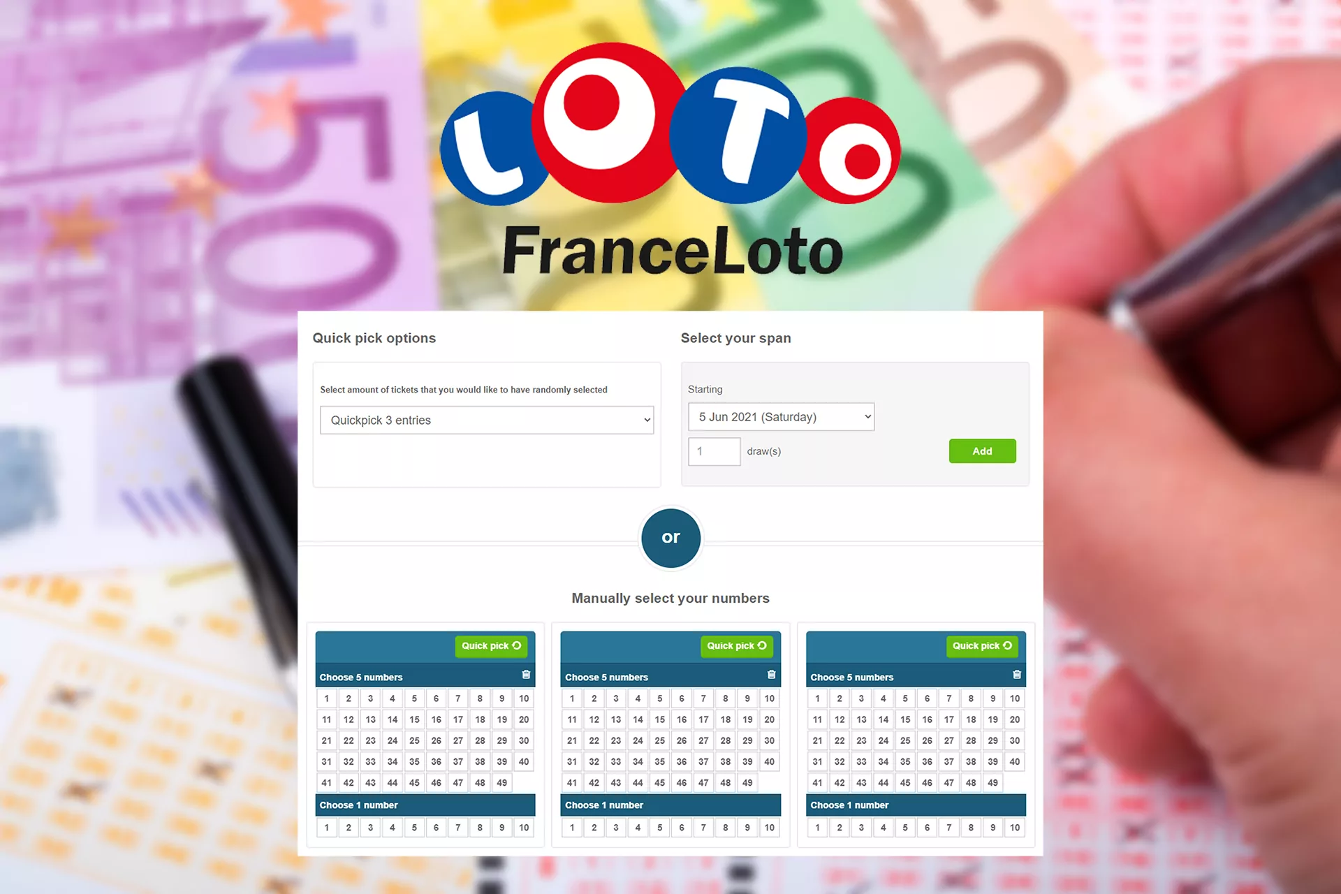 FranceLoto is a popular French lottery that provides jackpots in euros.