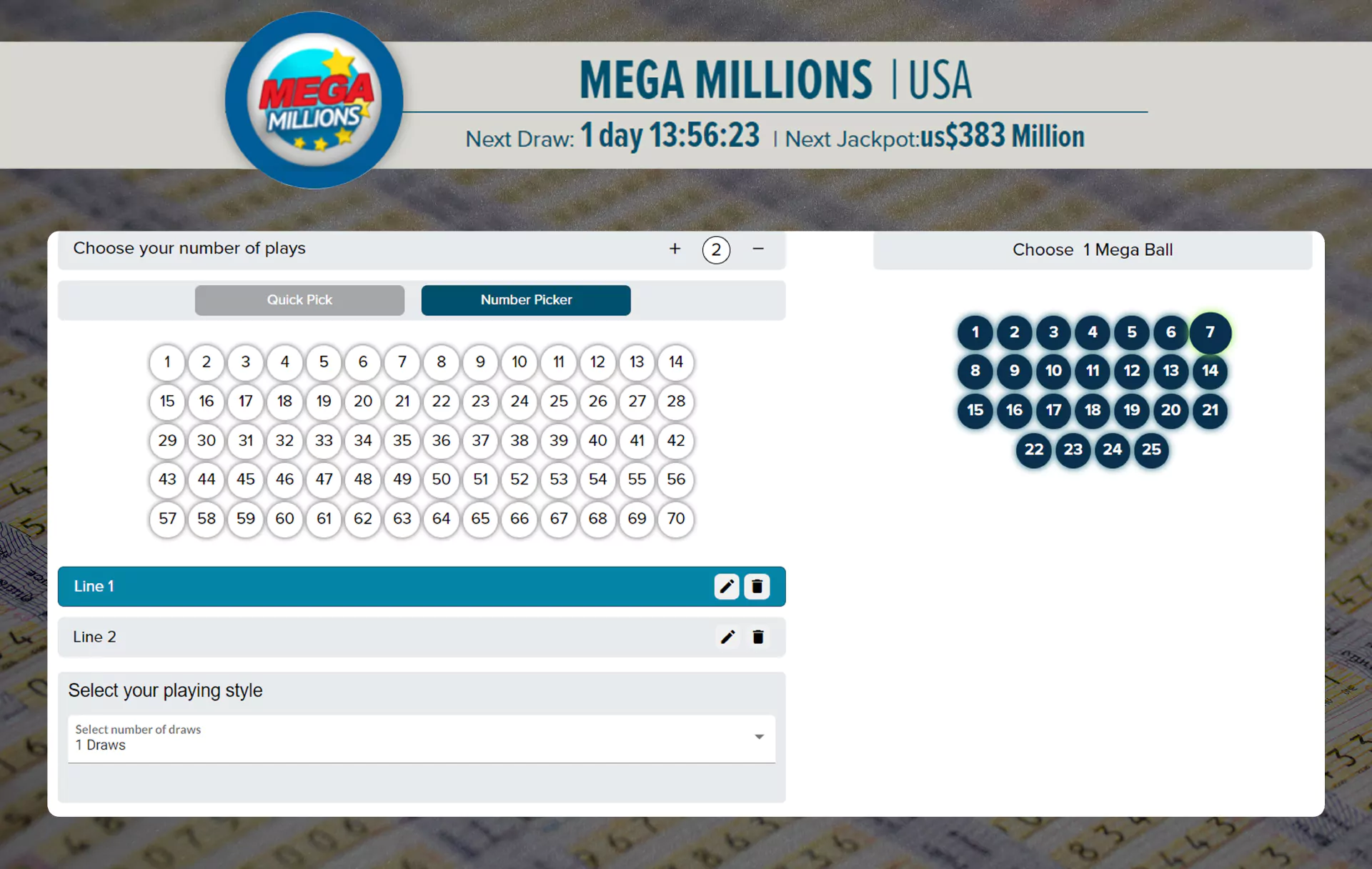 Megamillions is another well-known American lottery with a huge jackpot that is also available at LottoKings.