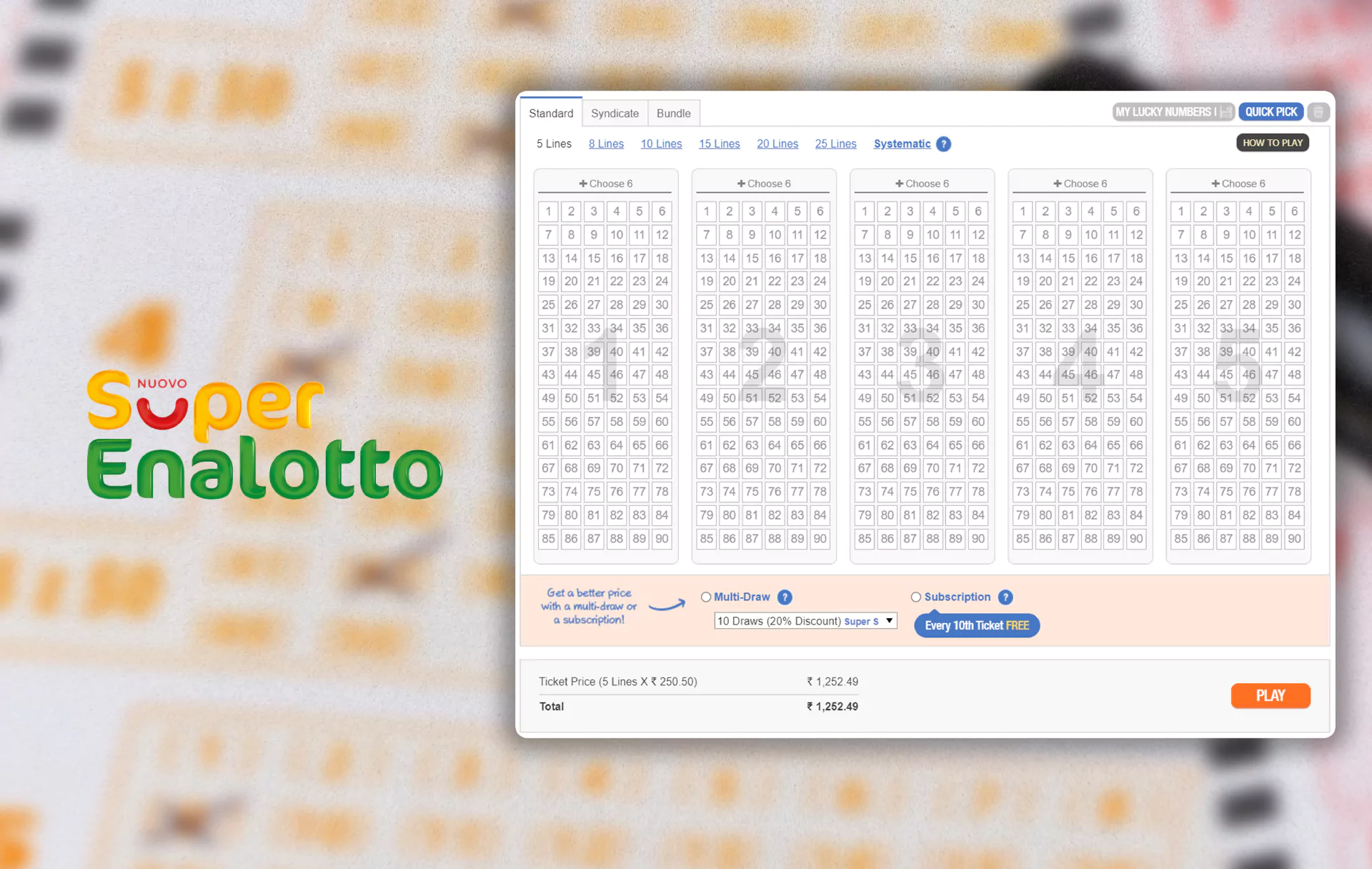 SuperEnaLotto is the most popular lottery in Italy.