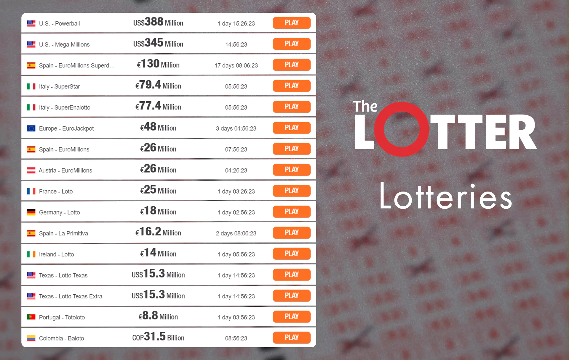 On TheLotter website you can find more than 60 international lotteries.