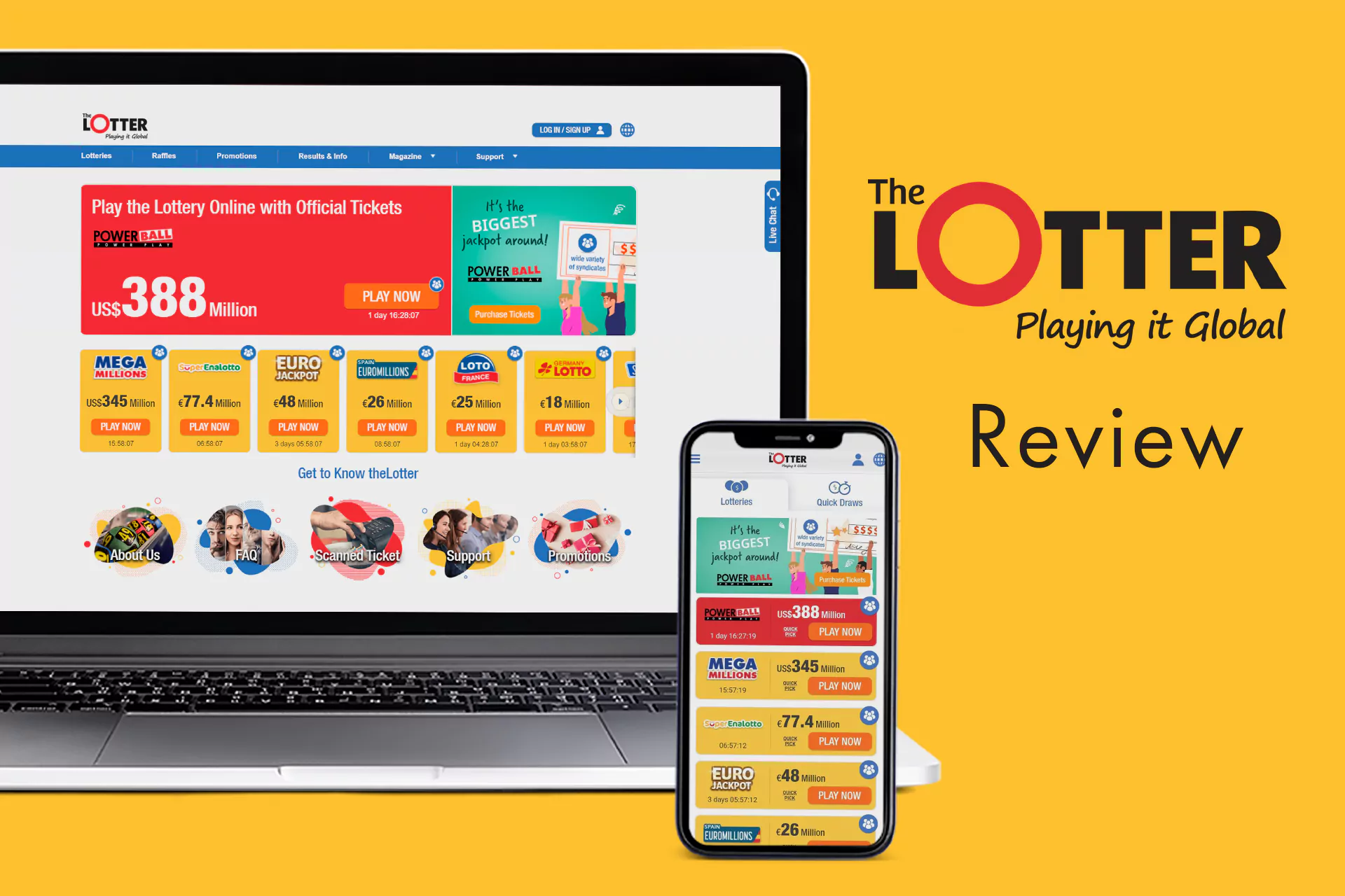 Users of TheLotter can buy tickets to the best international lotteries.