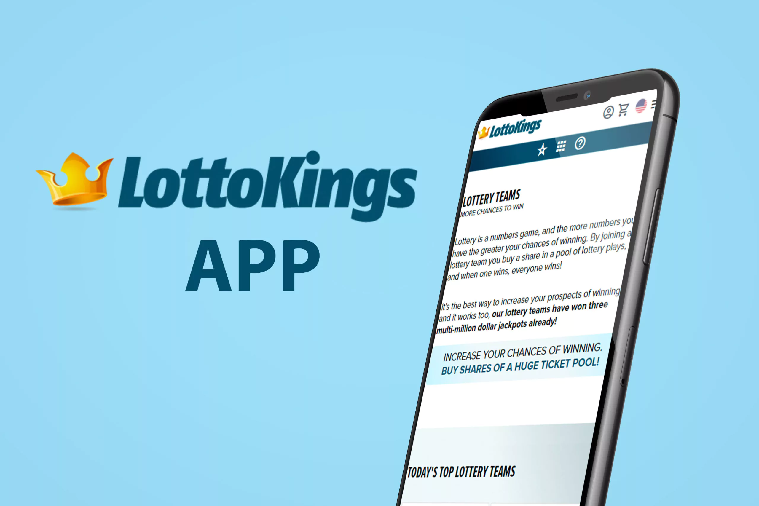 Experience the thrill of online lotteries in the LottoKings app.