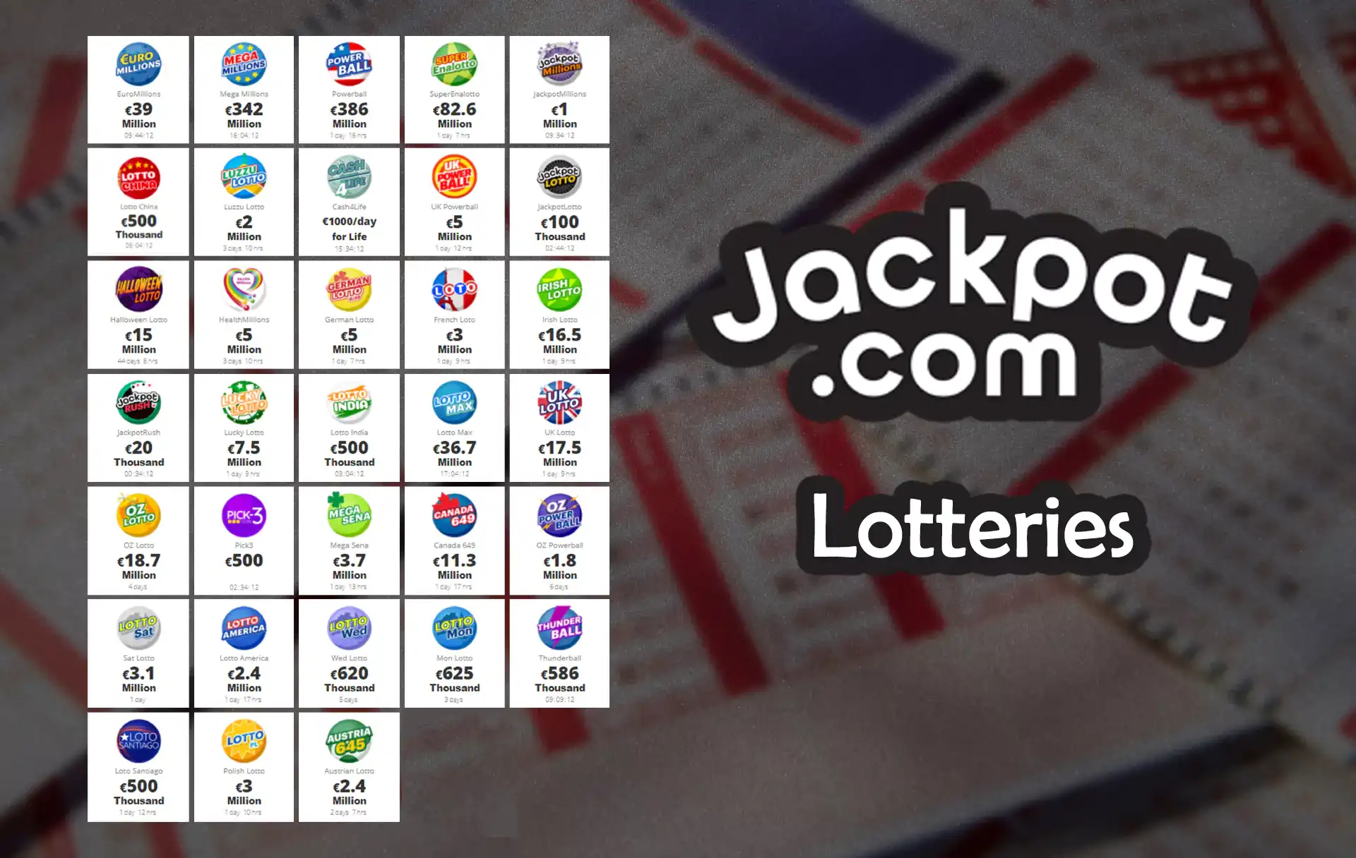 In the special section, you can buy a ticket to the lottery from Europe or America.